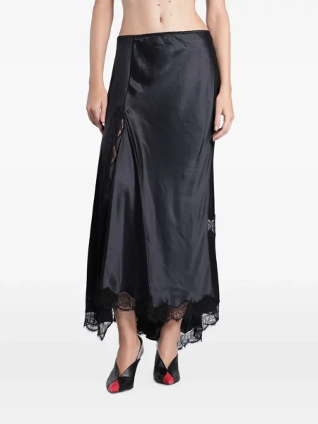 Fustă Isabel Marant asimetrică din dantelă negru