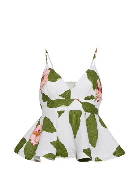 Top Cara Cara cu model floral cu imagine alb