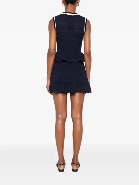 Rochie mini Self-portrait cu funde tricotate albastru
