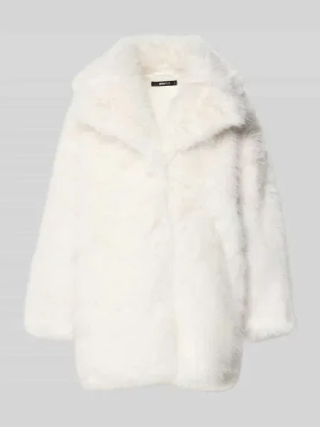 Płaszcz ze sztucznego futra z kołnierzem z połami Gina Tricot białe