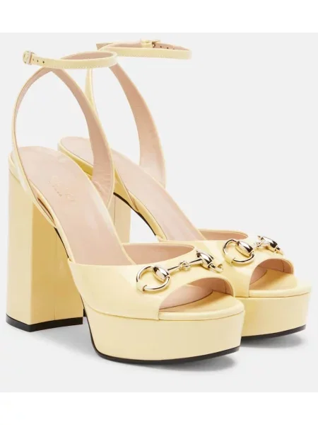 Sandale Gucci din piele cu platformă de lac galben