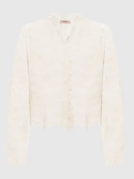 Блуза кольору айворі з мережива Twinset бежева