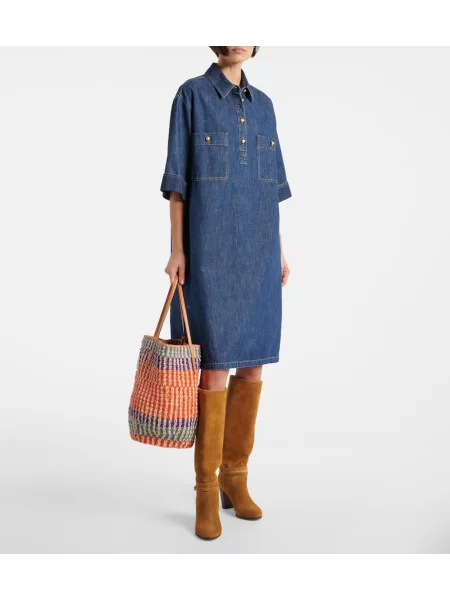 Rochie din denim Valentino albastru