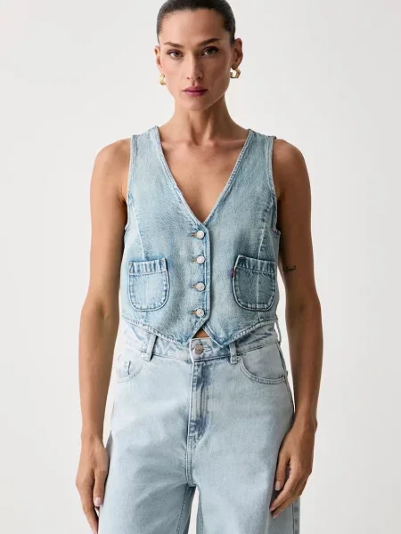 Levi's vestă pentru femei din denim TAILORED DENIM albastru