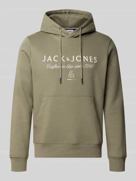 Bluza z kapturem o kroju relaxed fit z mieszanka bawełny model KYLE' Jack & Jones beżowa