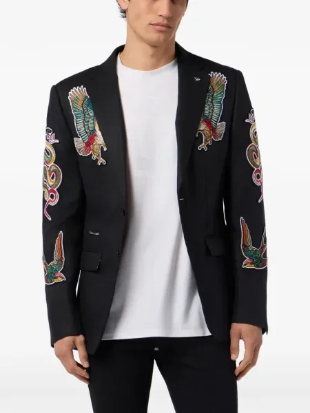 Sacou Philipp Plein cu broderie negru