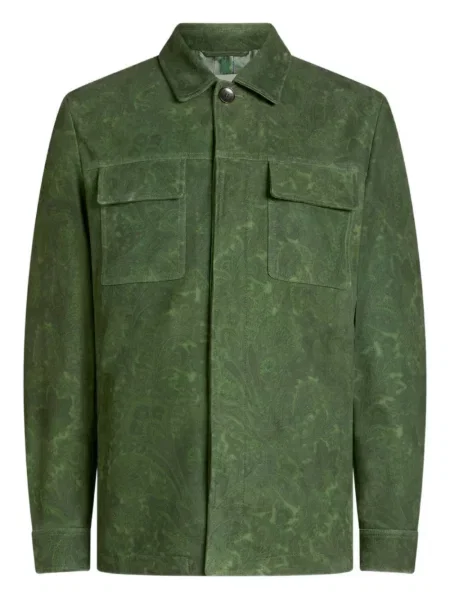 Велурено яке Etro на цветя зелено