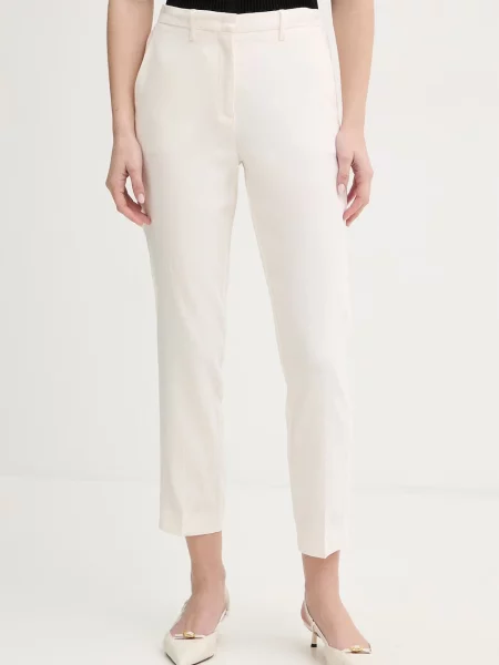 Hlače z dodatkom lanu Marella MLMCARO bež