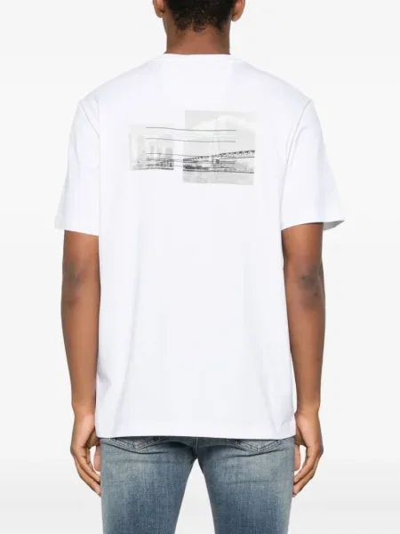 Tricou Boss cu imagine alb