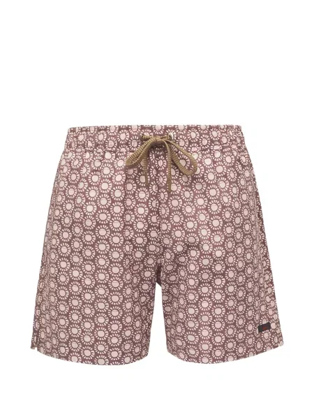 Slip de baie Faherty cu imagine cu imprimeu geometric maro