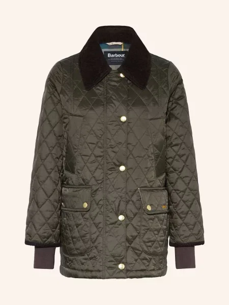 Barbour Prošívaná Bunda Beadnel tmavě zelená/ tmavě hnědá zelená