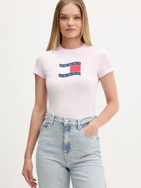 Tommy Jeans tričko růžové