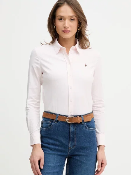 U.S. Polo Assn. koszula STRIPE STRETCH CLASSIC FIT OXFORD różowa