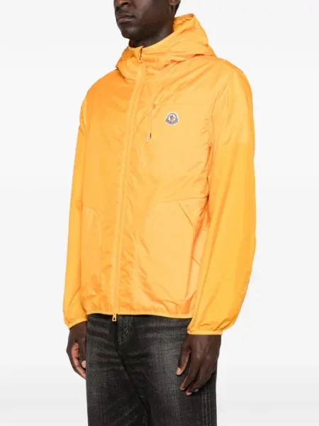 Geacă Moncler cu glugă cu autograf portocaliu
