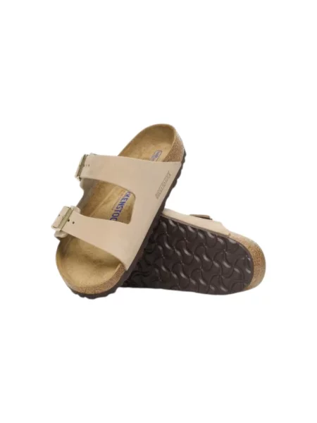 Klapki Birkenstock skórzane beżowe