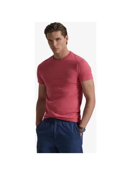 Koszulka Ralph Lauren Custom Slim Fit krótki rękaw czerwono-koralowy S czerwona
