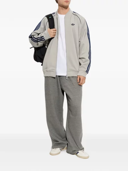 Vestă Adidas alergare cu dungi tricotate albastru