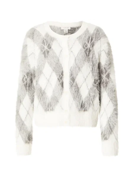 Calvin Klein Jeans Geacă tricotată închis / alb gri