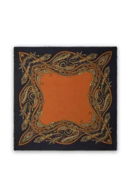 Fular Etro de lână cu model paisley negru
