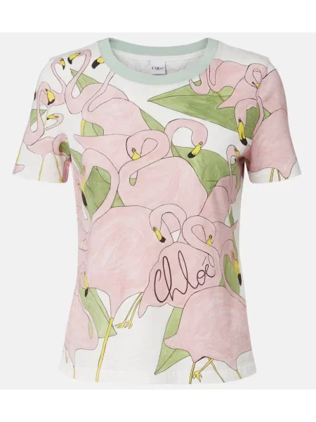 Tricou Chloé cu imagine din jerseu alb