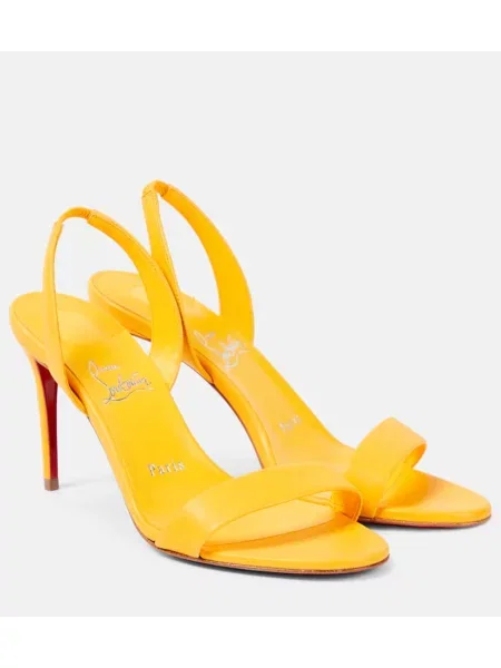 Usnjene sandali Christian Louboutin z odprtimi petami rumena