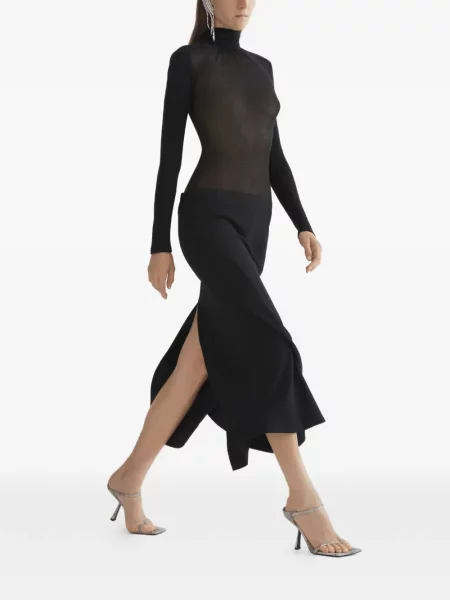 Rochie maxi Mugler lungă de costum negru