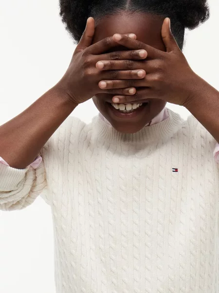 Tommy Hilfiger пуловер за деца от бежово