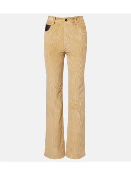 Pantaloni Bottega Veneta de catifea cord bej