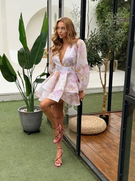 Сукня міні Milirud софтшел рожевий