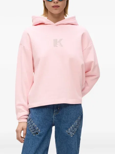 Hoodie Karl Lagerfeld Jeans με αυτόγραφο ροζ