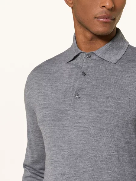 Paul & Shark Pletené Polo Tričko Regular Fit Z Merino Vlny šedá