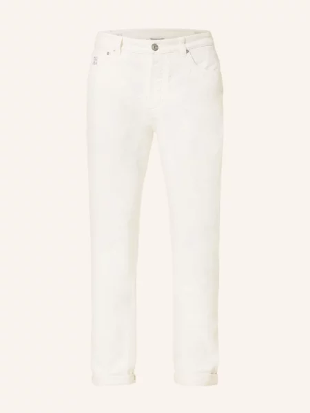 Brunello Cucinelli Jeansy Leisure Fit weiss białe