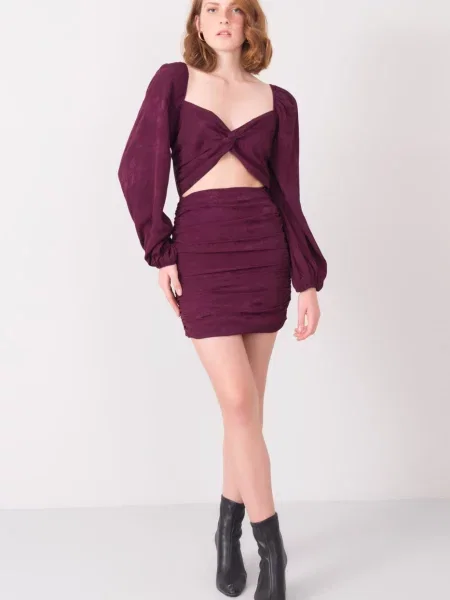 Rochie mini Fashionhunters bordo