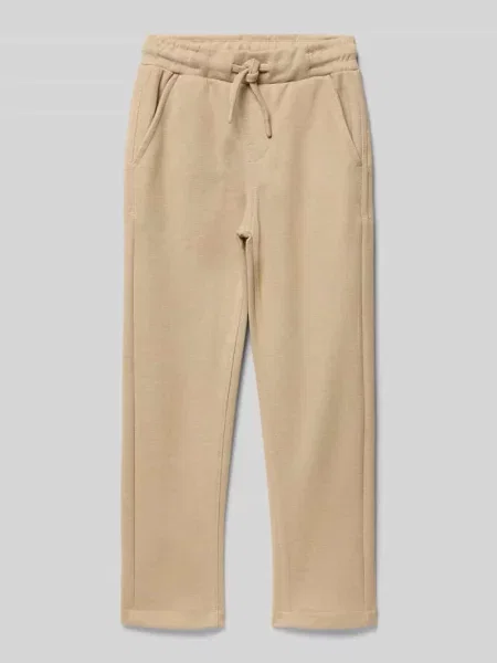 Spodnie dresowe o kroju straight fit ze strukturalnym wzorem Blue Seven beżowe