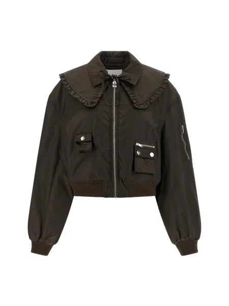 Kurtka bomber Ganni brązowy