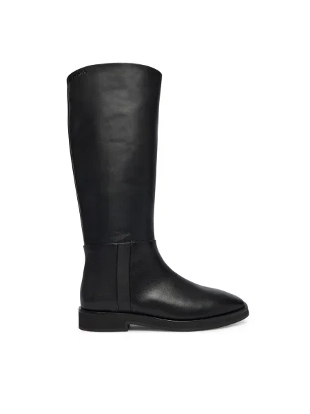 Кожени ботуши Calvin Klein FORMAL UTK BOOT LTH с равна подметка черно
