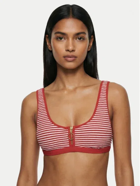 Seafolly Melltartós bikini felső női Zip Front piros