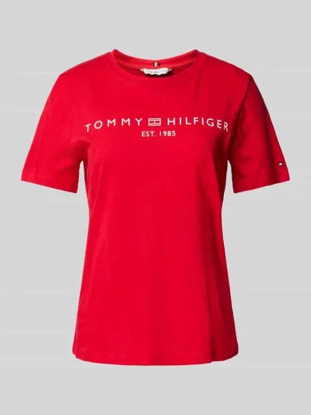 T-shirt z nadrukiem z logo Tommy Hilfiger czerwona
