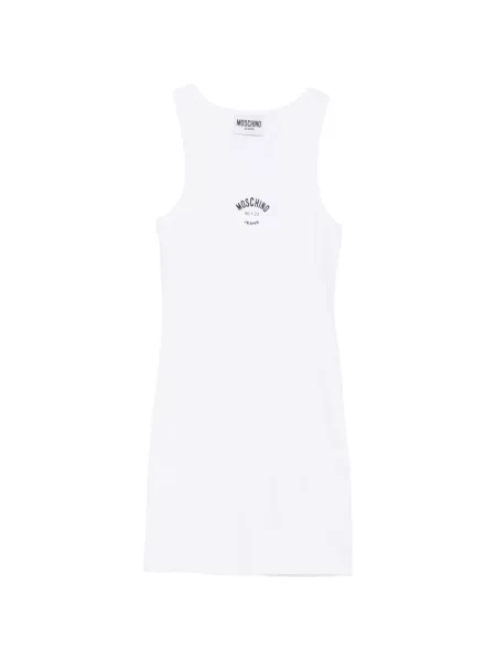 Rochie din denim Moschino Jeans cu imagine alb