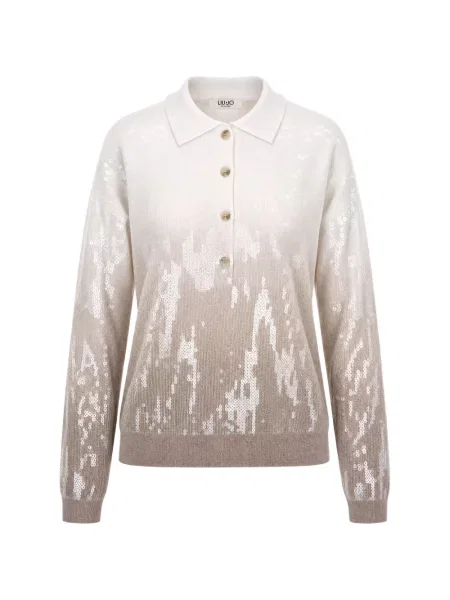 Tricou polo Liu Jo cu paiete alb