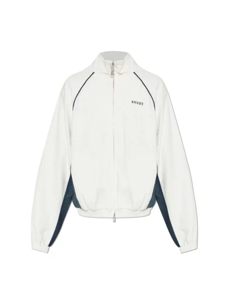 Lniana kurtka Rhude ze stójką biała