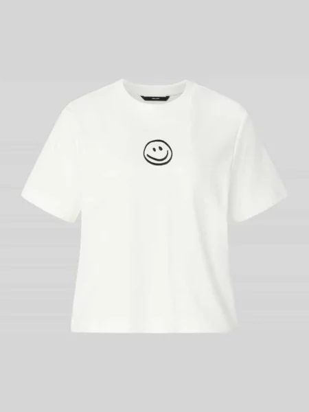T-shirt o luźnym kroju z czystej bawełny model ‘SARA METTE’ Vero Moda biała
