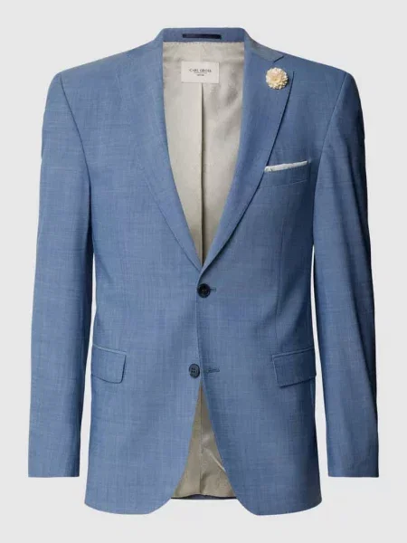 Marynarka na 2 o kroju slim fit z dodatkiem wełny model „Shelby” Carl Gross niebieska