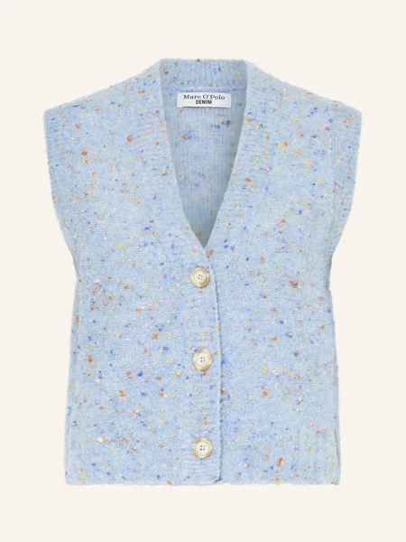 Marc O'polo Denim Pletená Vesta Z Čisté Vlny tmavě / růžová / oranžová modrá