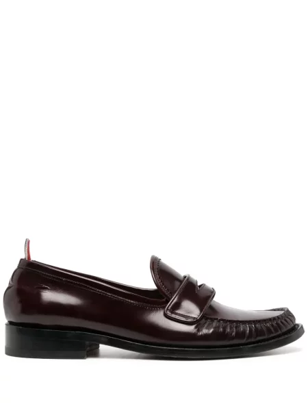 Pantofi loafer Thom Browne din piele plisate roșu