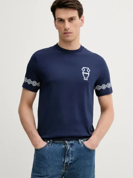 Tričko United Colors of Benetton tmavomodrá s potiskem