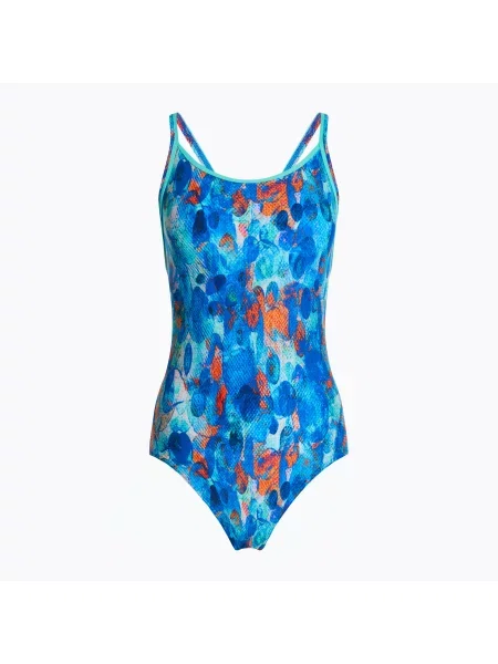 Дамски бански костюм от една част Funkita Diamond Back One Piece paint press синьо