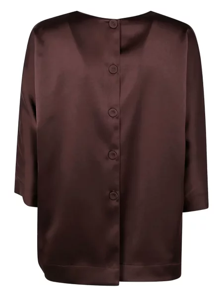 Satynowa koszula Drhope z rękawami 3/4 brązowa
