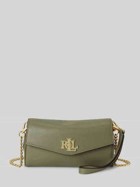 Torba na ramię z prawdziwej skóry z odpinanym łańcuszkiem do noszenia Lauren Ralph Lauren zielona