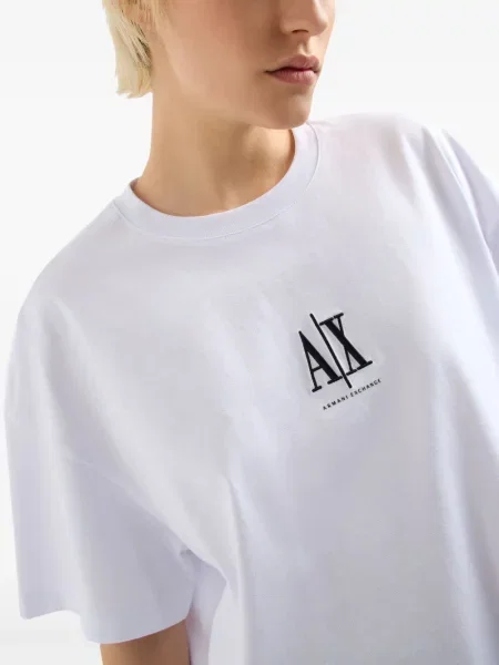 Tricou Armani Exchange cu broderie alb